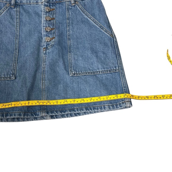 Topshop Denim Skirt Blue Button Front Closure Pockets Cotton Size 6 90s Y2K Boho - Picture 7 of 16